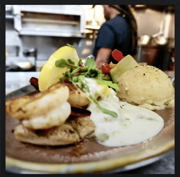 Grouper specials on Anna Maria with gulf shrimp and a Keylime beurre blanc sauce