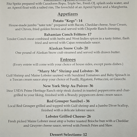 Example of The Feast Evening Specials 8 11 25