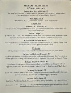 The Feast Dinner Specials Thursday 8 7 25